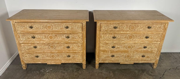 Pair of Swedish Gustavian Painted Four-Drawer Chests of Drawers