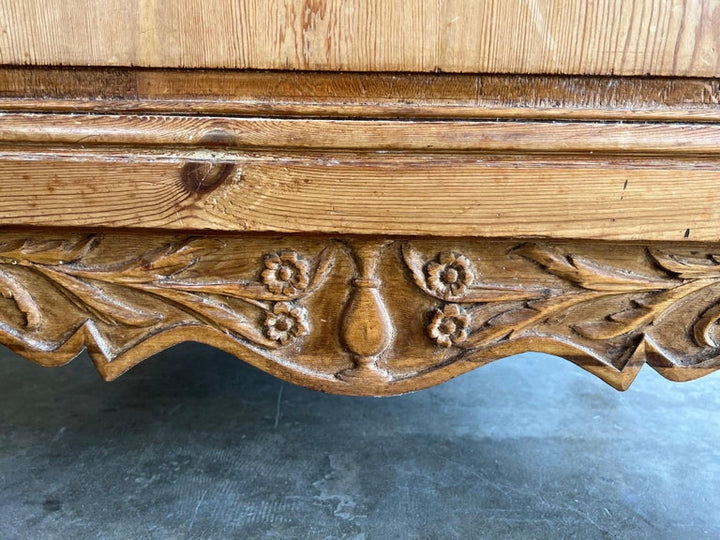 19th Century French Provincial Pine Cabinet With Acanthus Carving