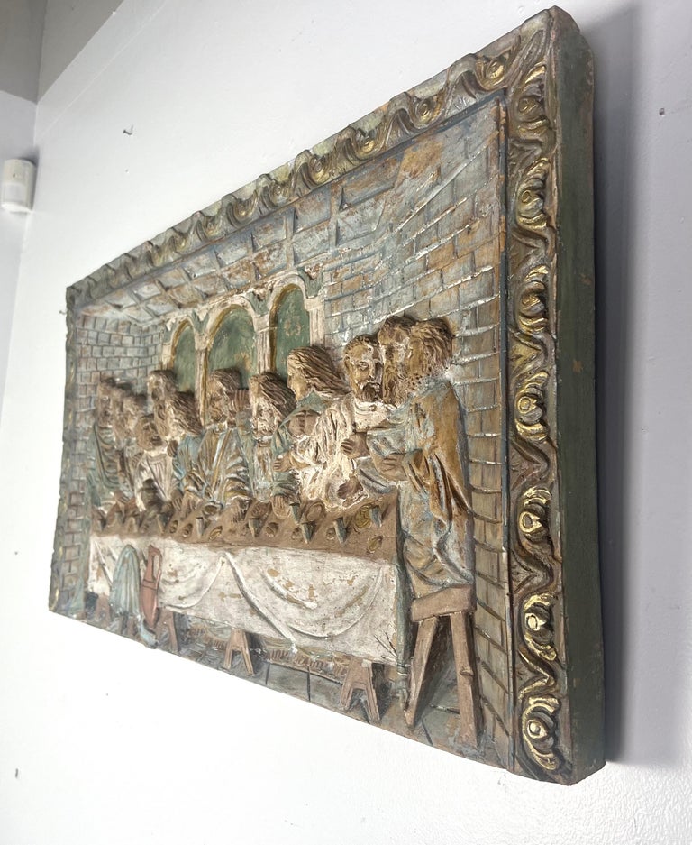 Italian Carved Wood Depiction of "The Last Supper"