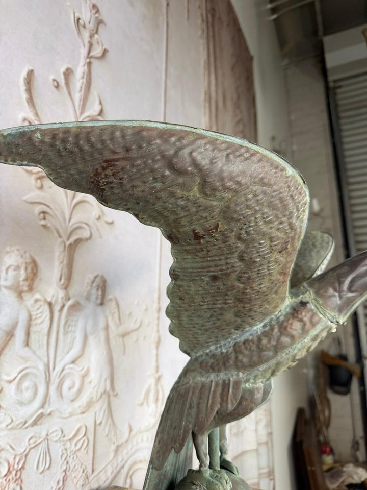 Folk Art Copper Eagle Weathervane on Iron Base