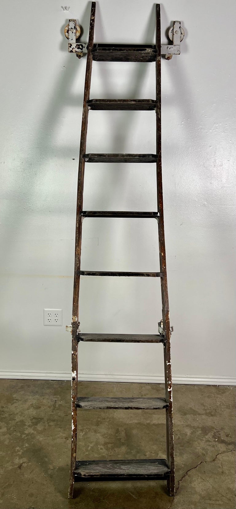 Antique Library Ladder with Great Patina