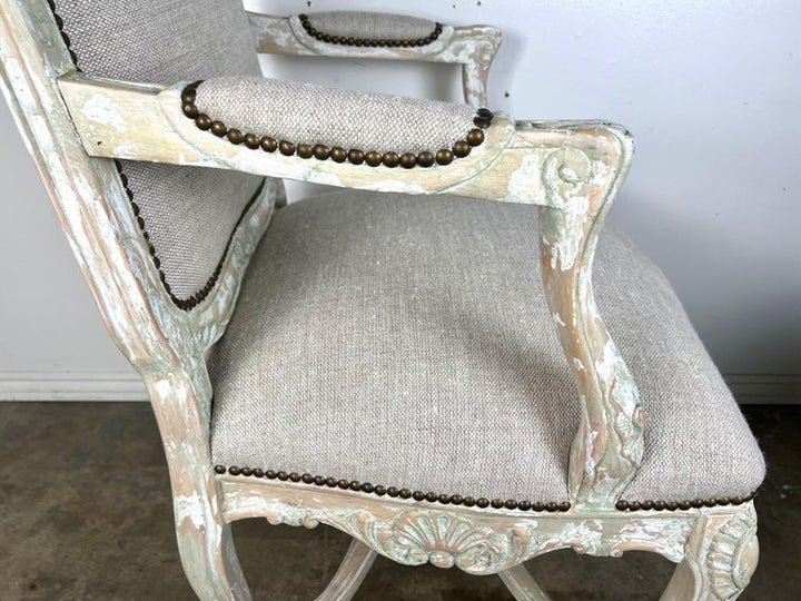 Set of Eight French Louis XV Style Painted Dining Chairs