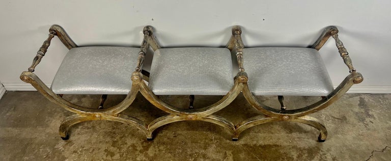 Silvered 3-part Borghese Bench  C. 1930's