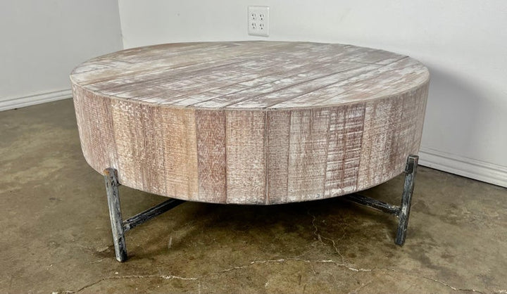 20th C. Round Coffee Table w/ Metal Legs