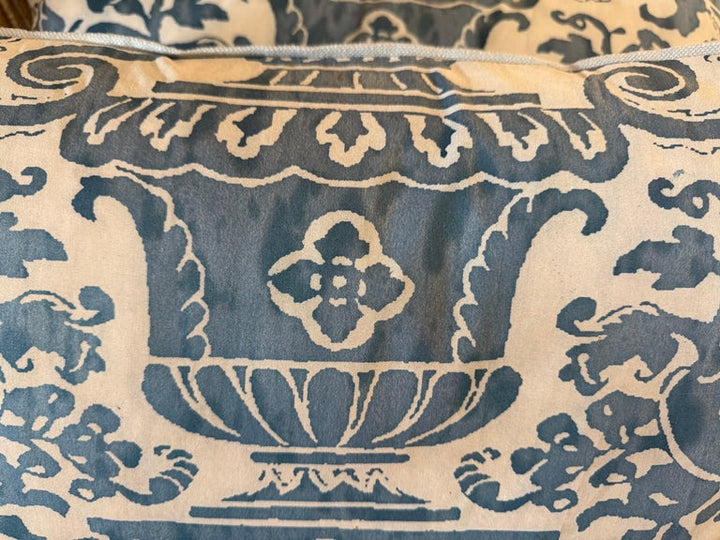 Pair of Authentic Fortuny Venetian Textile Pillows with Belgian Linen Backs