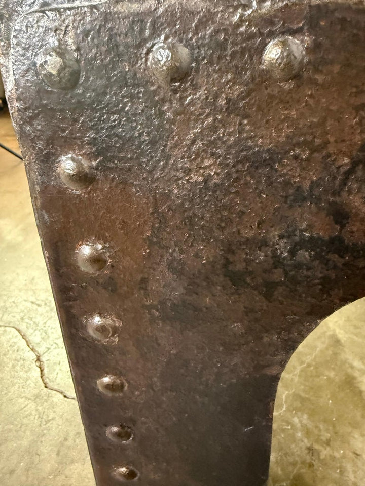 Industrial Riveted Iron Coffee Table from WWII-Era Military Tanks, 1940s