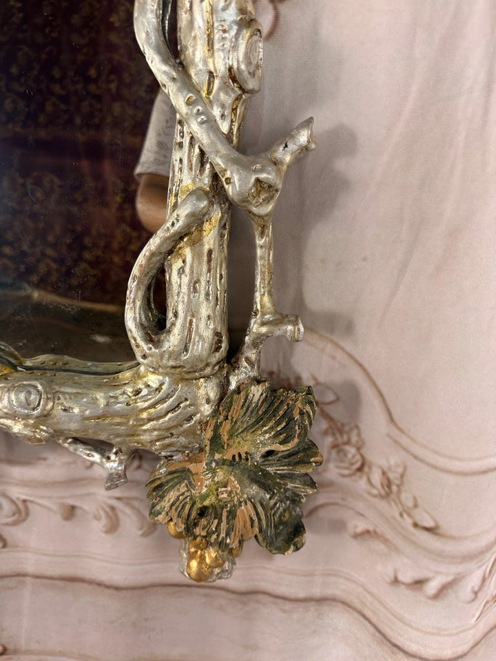 Pair of Italian Baroque Wall Mirrors, Hand-Carved Wood, Circa 1960s