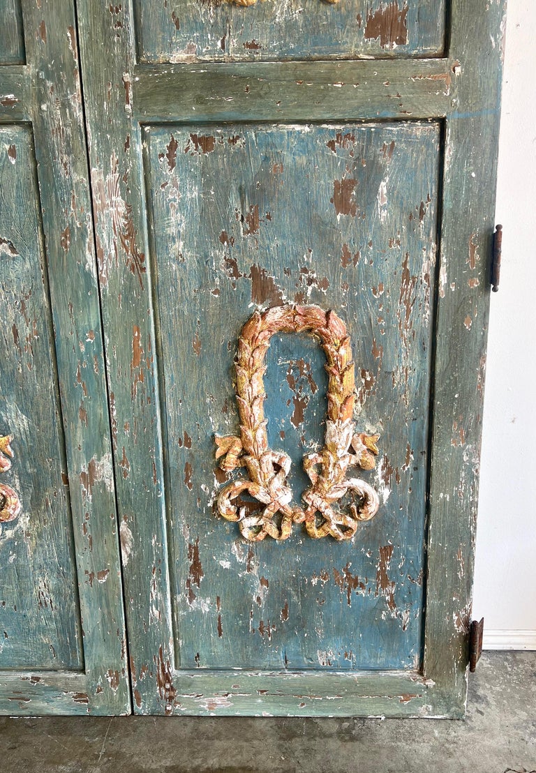 Pair of French Provincial Painted & Parcel Gilt Doors, C. 1900's