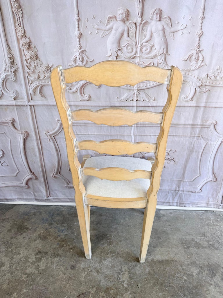 Set of 10 19th Century French Provincial Bleached Oak Ladderback Dining Chairs