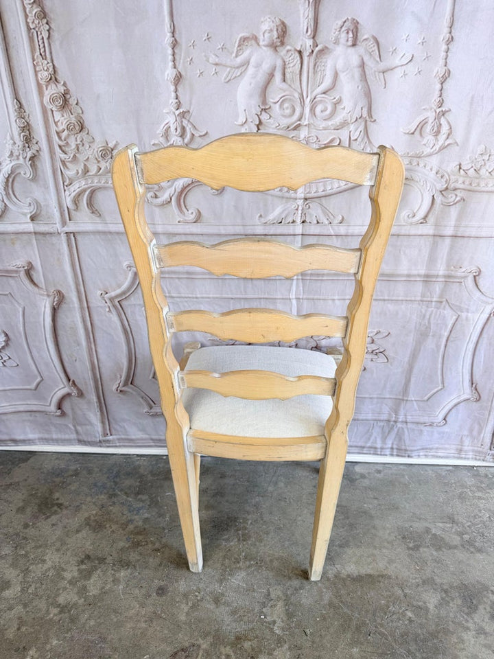 Set of 10 19th Century French Provincial Bleached Oak Ladderback Dining Chairs