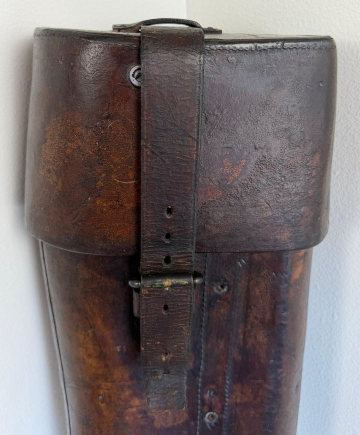 Antique 19th C. Cavalry Leather Rifle Scabbard - Original Hand-Stitched Saddle