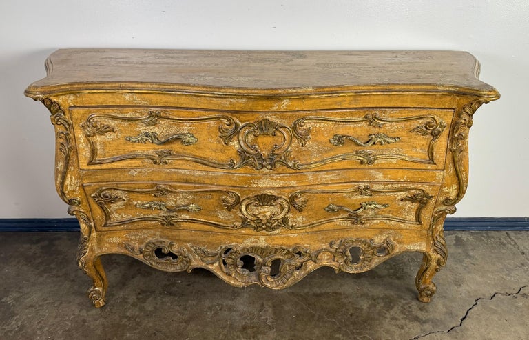 French Rococo Painted and Giltwood Commode