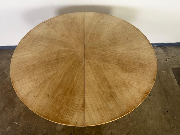 Vintage Expandable Round-to-Oval Dining Table with Pedestal Base