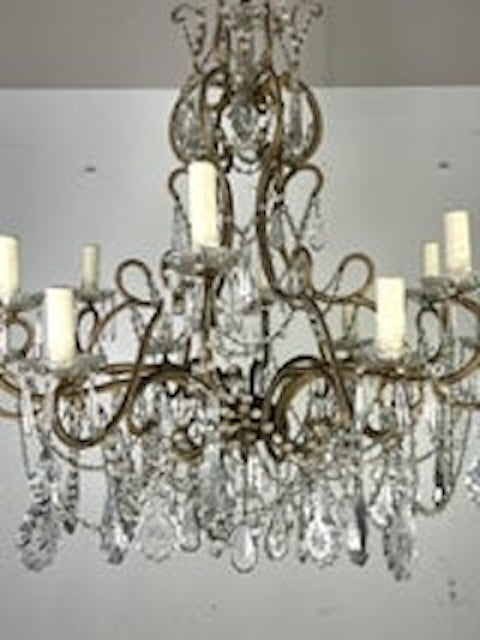 Monumental Italian Crystal Beaded Chandelier C. 1930's