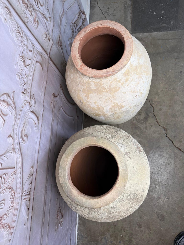 Spanish Colonial Hand-Painted Terracotta Urns, Mid-20th Century