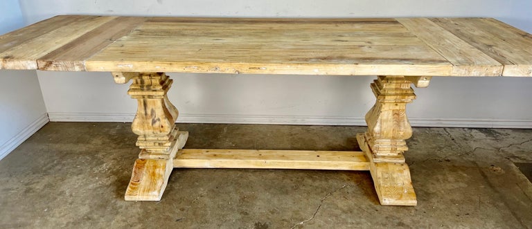 Early 20th C. Tuscan Style Pine Dining Table w/ Leaves