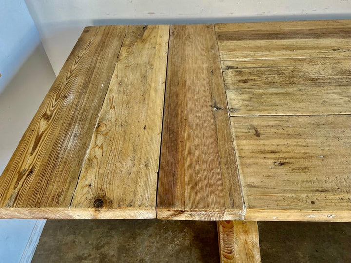 Early 20th C. Tuscan Style Pine Dining Table w/ Leaves