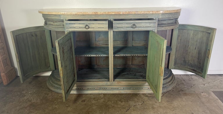 19th Century Italian Neoclassical Demilune Credenza with Marble Top