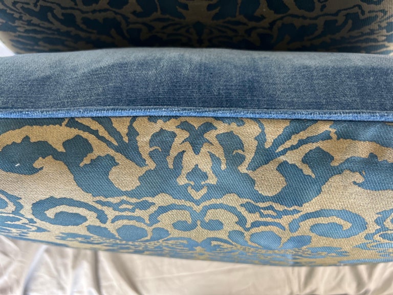 Pair of Vibrant Blue & Gold Metallic Fortuny Textile Pillows