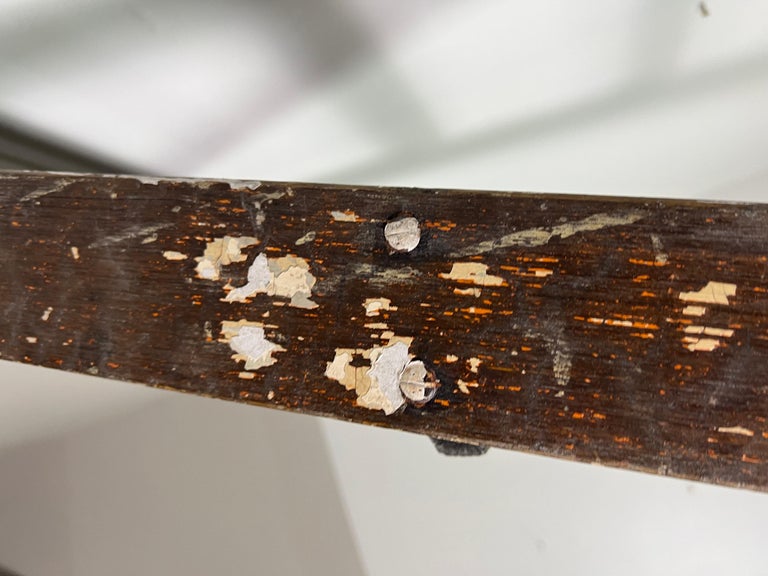 Antique Rustic Library Ladder, Iron & Wood with Distressed Patina