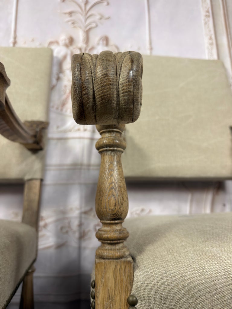 Pair of Exceptional Spanish Baroque Throne Armchairs with Hand-Carved Lion Heads