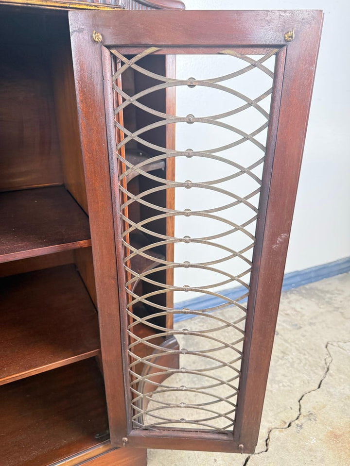 Pair of English Regency–Style Mahogany Bookcases with Brass Detailing
