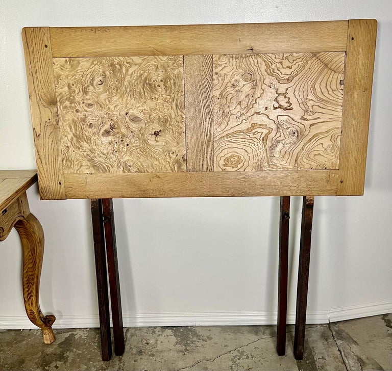 19th Century French White Oak & Burl Walnut Dining Table