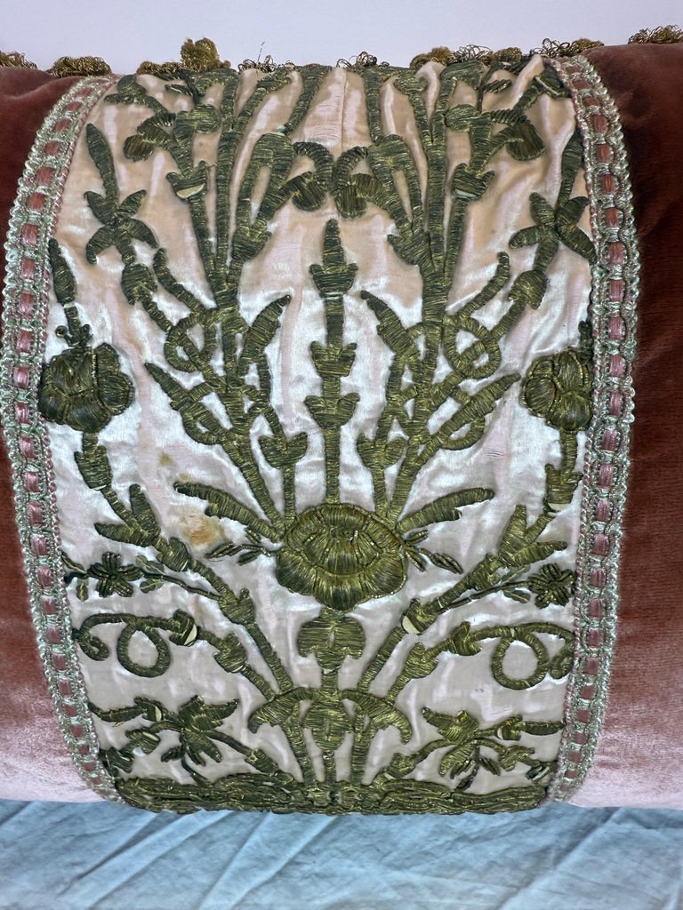 19th C. Metallic Embroidered Pillow by MLA