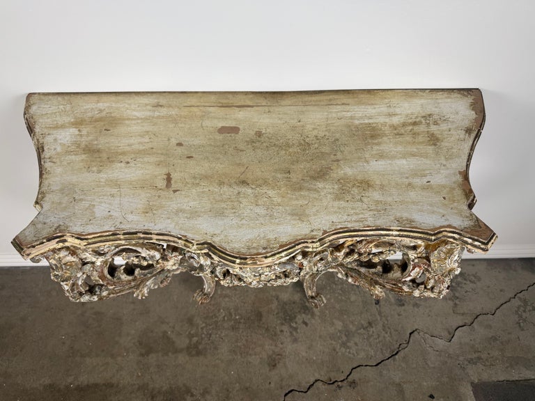 19th-Century Italian Rococo Painted and Giltwood Console Table