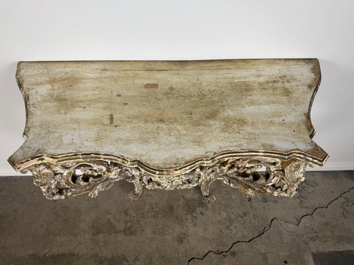 19th-Century Italian Rococo Painted and Giltwood Console Table