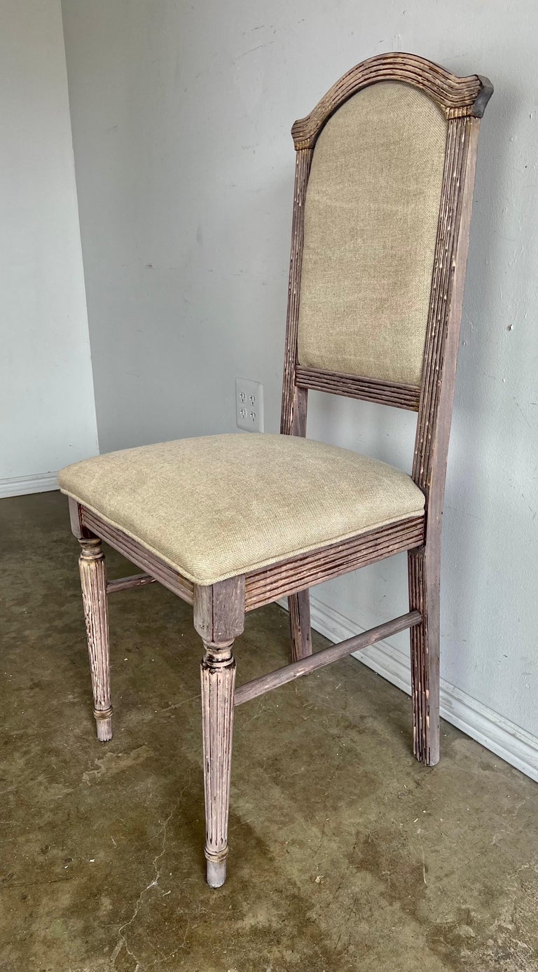 Set of Eight Italian Bleached Dining Chairs C. 1900's