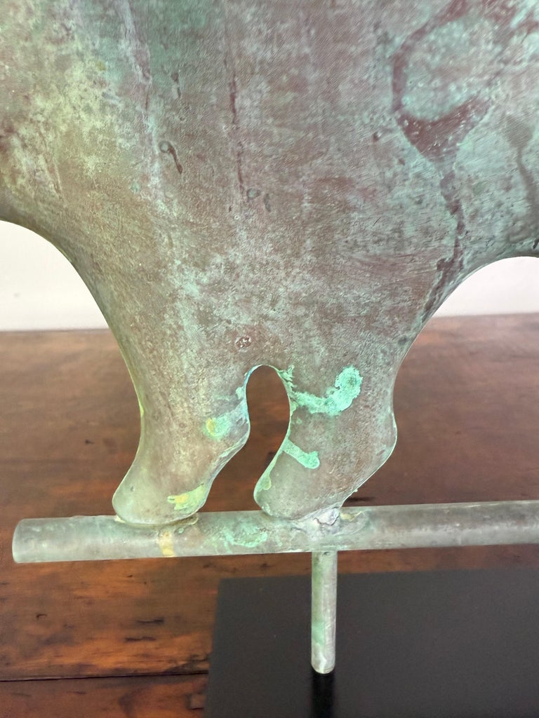 Antique Folk Art Pig Weathervane on Custom Mount