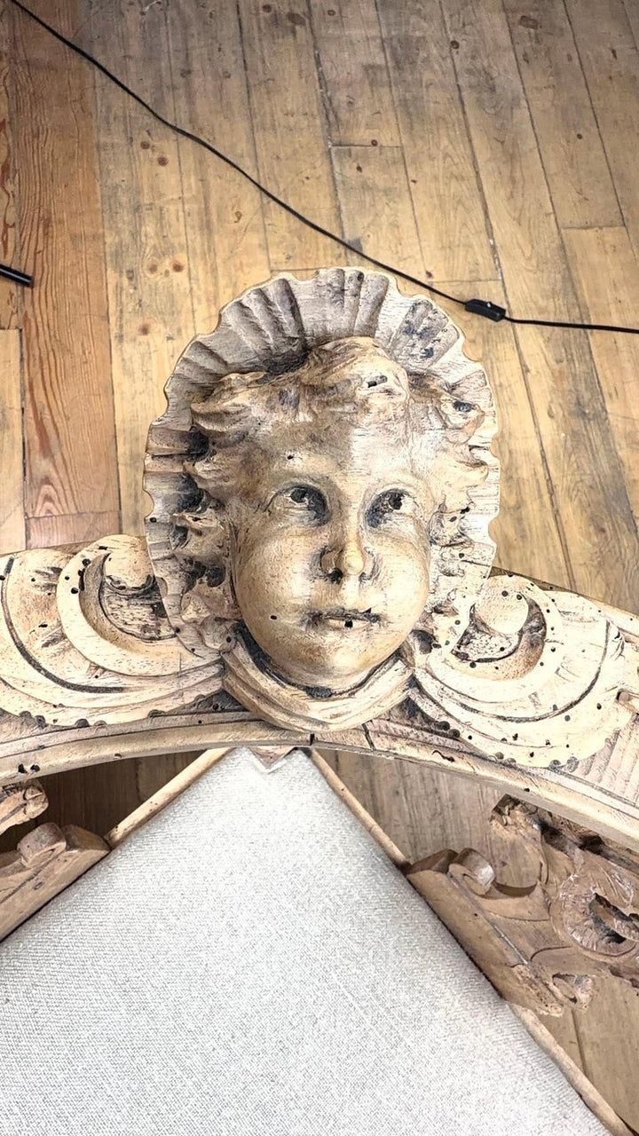 19th Century Italian Renaissance Venetian Tête-à-Tête Courting Bench w/ Cherubs