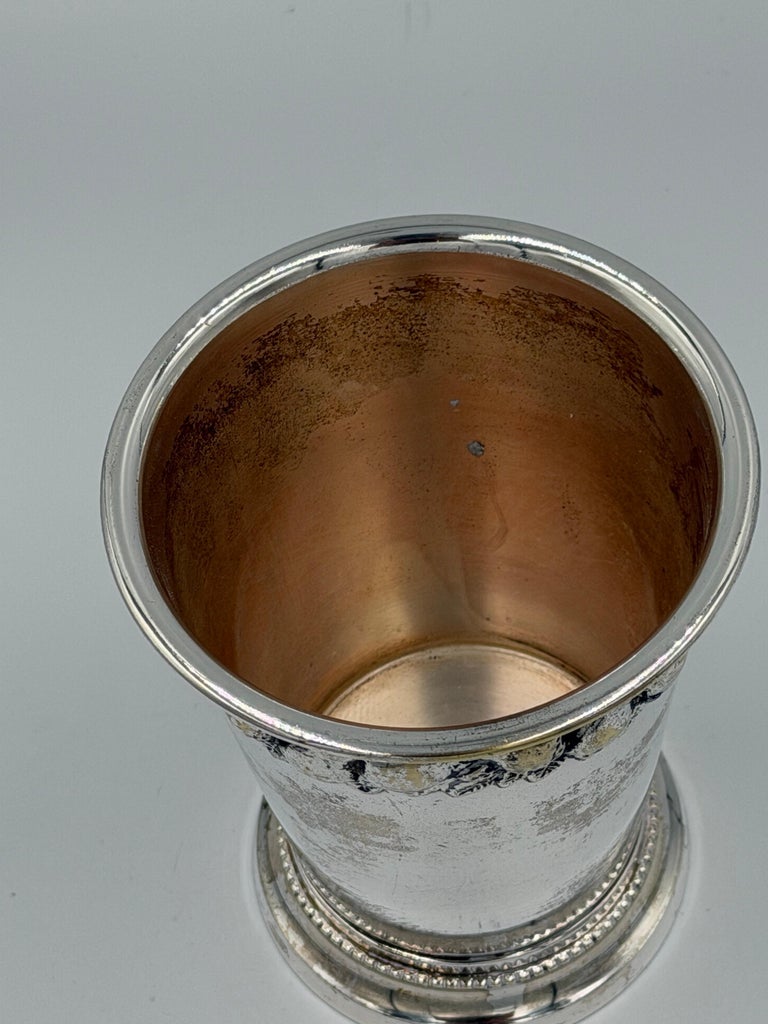Neoclassical Revival Silver Plate Cup with Repoussé Fruit Garland