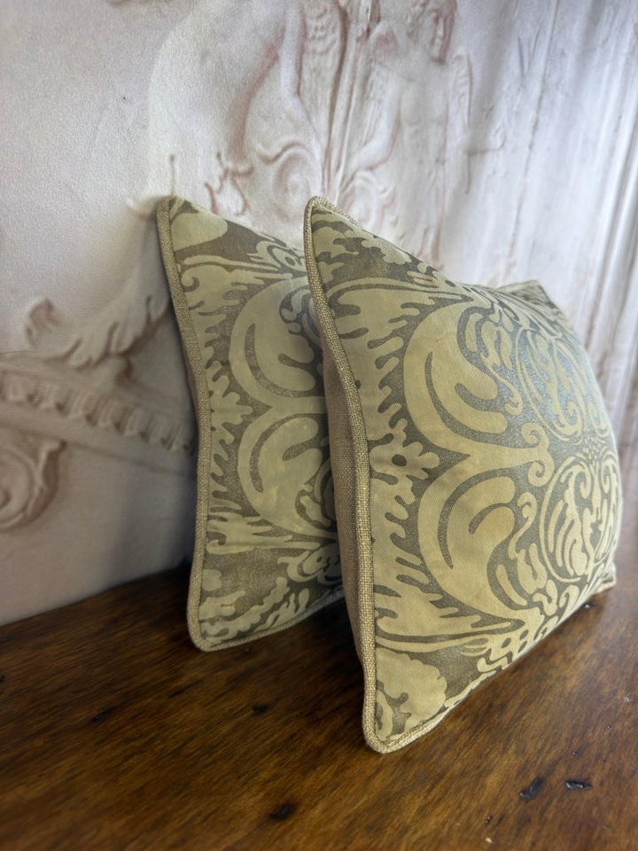 Italian Fortuny Damask Pillows, Couture Textile Art, Custom Made, New