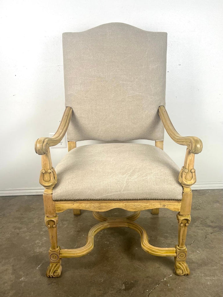 Set of Ten French Provincial Linen Upholstered Dining Chairs