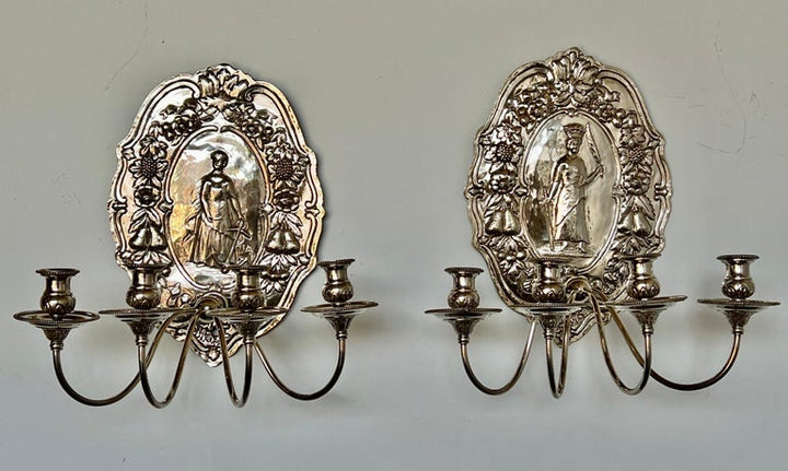 Pair of 19th C. English Silvered Sconces