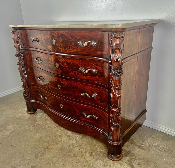 19th Century English Feathered Mahogany '4' Drawer Commode