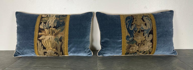 Pair of Pillows with 18th Century French Tapestry Panels by Melissa Levinson