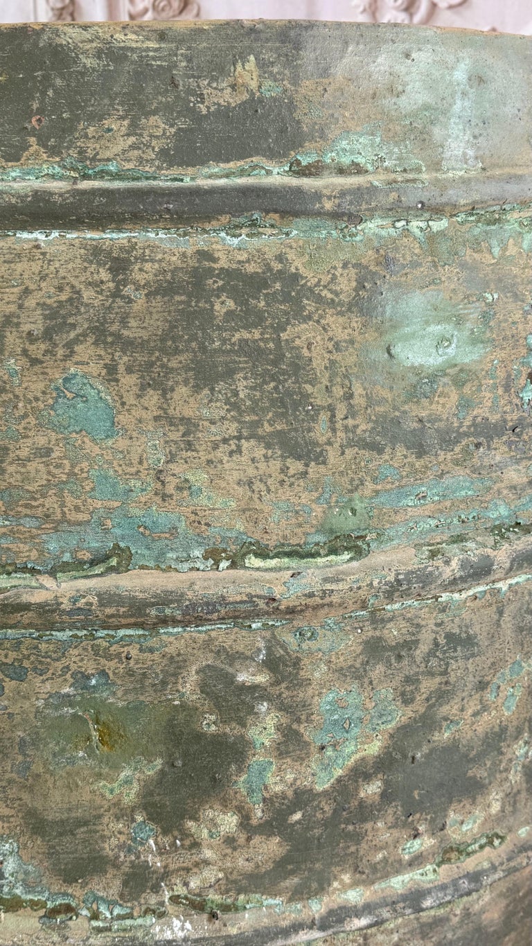 Mediterranean barreal Jars - Verdigris Patinated Terracotta Olive Vassels
