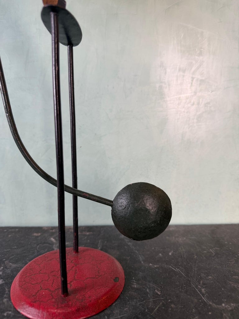 Vintage Folk Art Santa Claus on Reindeer Balancing Kinetic Sculptured