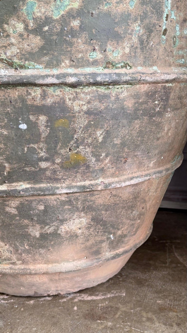 Mediterranean barreal Jars - Verdigris Patinated Terracotta Olive Vassels