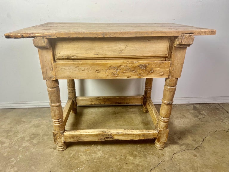 18th Century Bleached Walnut Spanish Colonial Table with Two Drawers