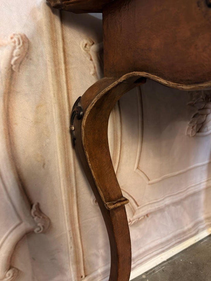 Pair of French Louis XV Faux-Leather Painted Side Tables