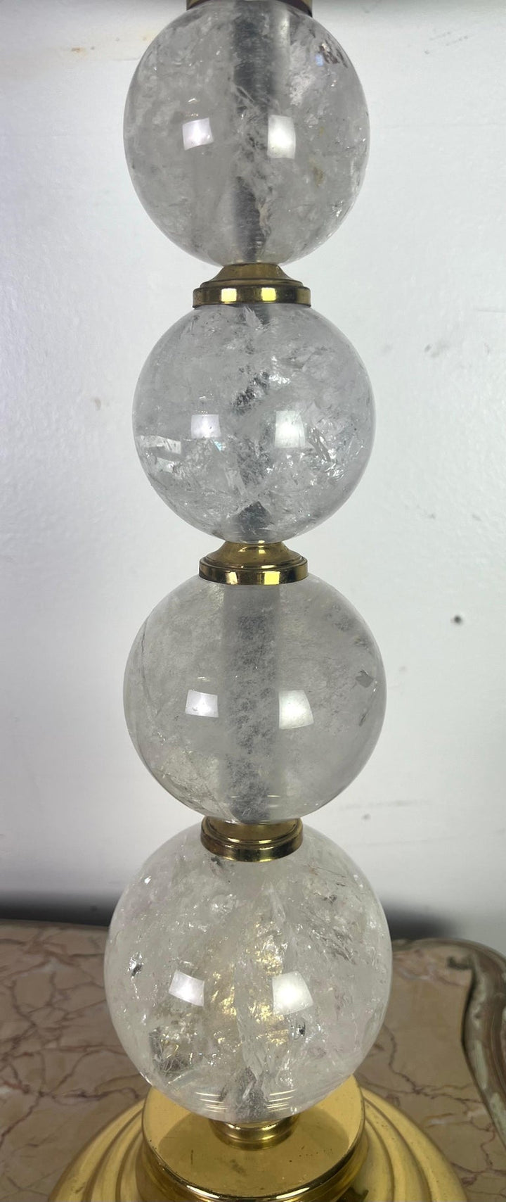 Pair of Rock Crystal Column Lamps w/ Shades