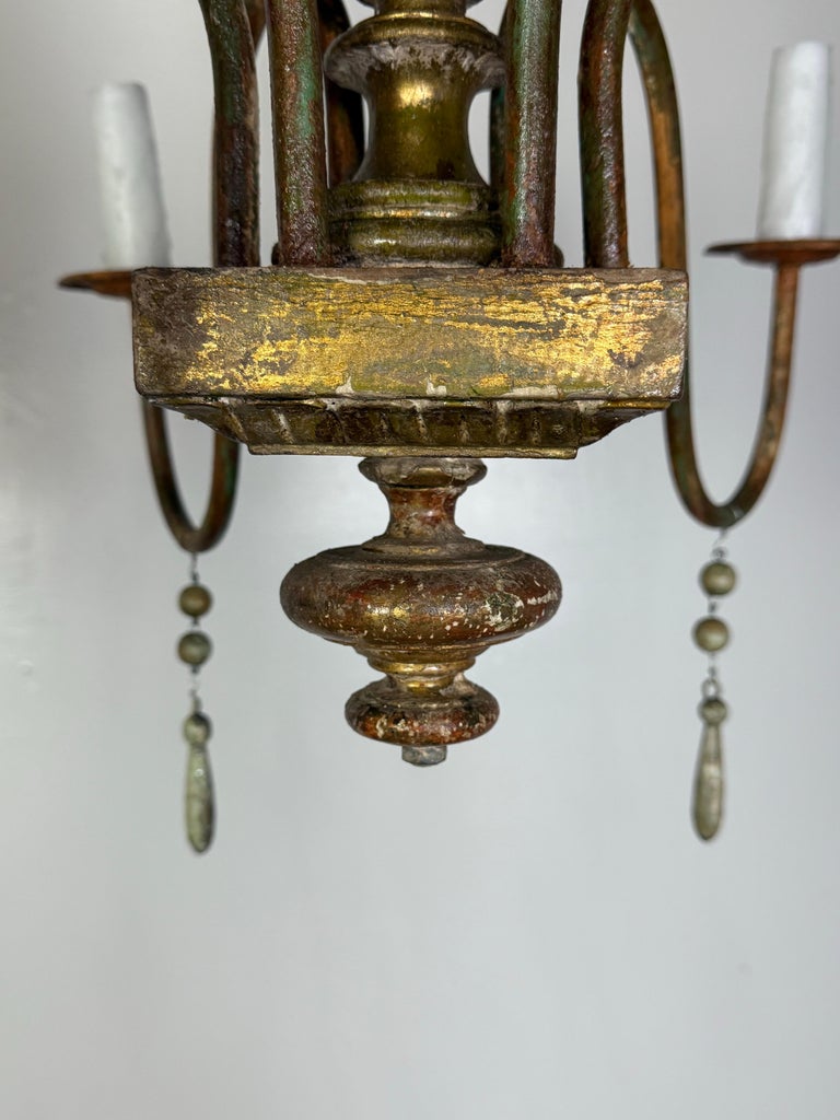 French Giltwood Chandelier w/ Wood Tassels-Pair is Available