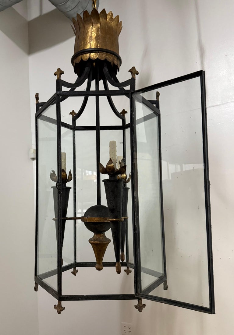 Antique Spanish Revival Hexagonal Crown Lantern-Pair Available