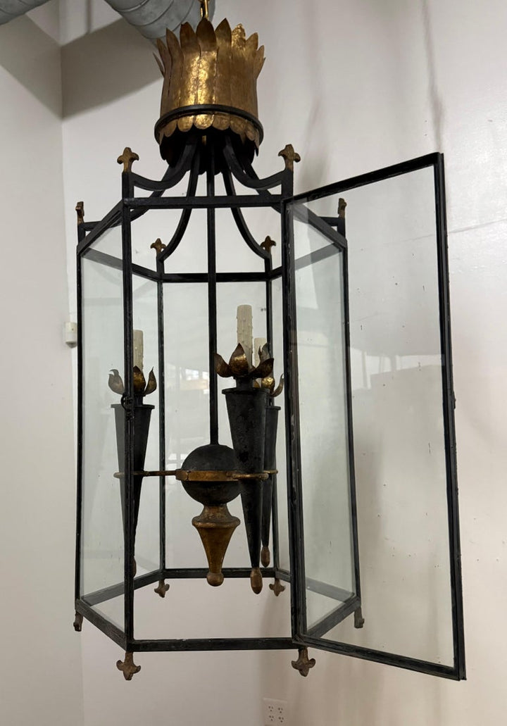 Antique Spanish Revival Hexagonal Crown Lantern-Pair Available