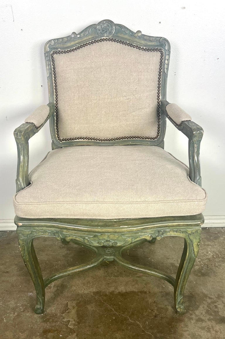 Set of Four French Painted Armchairs C. 1900's