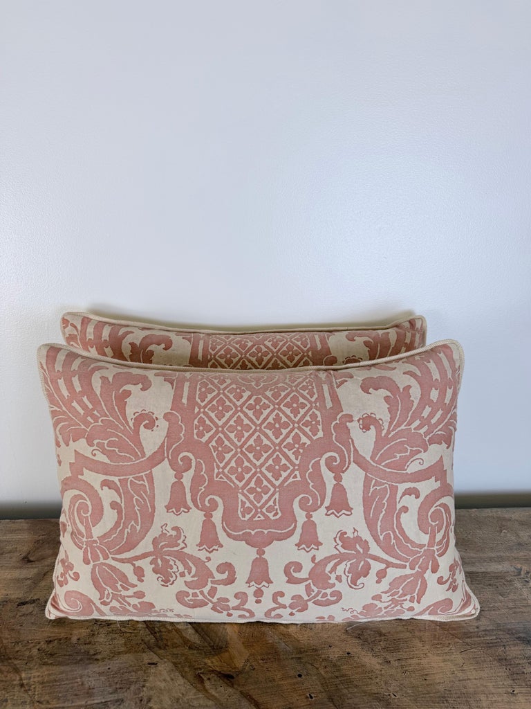Pair of Bespoke Lumbar Pillows in Fortuny "Corone" Pattern